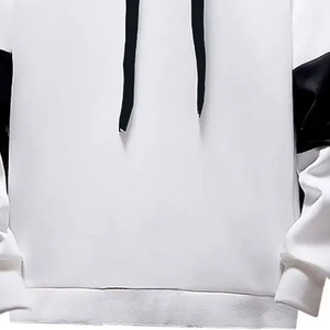 เสื้อฮู้ดสีขาวสำหรับผู้ชาย มีเชือกผูกสีดำ ผ้าฝ้าย ทรงลำลอง สวมหัว - Product Image 6