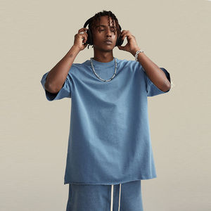 Men's Khaki Vintage Wash T-Shirt And Shorts <b>Set</b> Two Piece Oversized Crewneck Tee With Matching Shorts Casual Activewear - Product Image 5