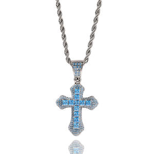Colgante de cruz de lujo estilo hip-hop con incrustaciones de moissanita y diamantes, plata con piedra roja, estilo fe, joyería llamativa para fiestas y eventos para hombre XL - Product Image 3