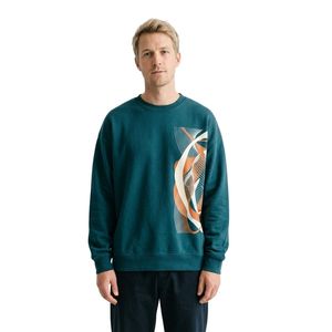 Sweat-shirt urbain à col rond pour homme en molleton de coton orange rouille, à manches longues, avec motif graphique soleil et lettres imprimées - Product Image 5