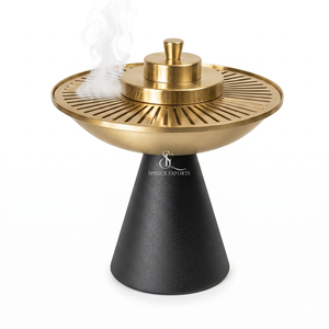 Modern Gold Metal Incense Burner, Elegant Black Base <b>Bakhoor</b> <b>Oud</b> Censer Stand For Middle East Ramadan Home Decor & Hotels - Product Image 1