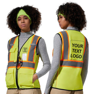 Chaleco de Seguridad Personalizado para Mujer, con Bolsillo en el Pecho, Franjas Grises, Ropa de Trabajo, Material de Malla de Poliéster Reflectante, Logotipo Personalizado - Product Image 1