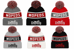Denny Cycles LLC Mopeds Bonnet en tricot de laine avec pompon et logo brodé, chaud pour l'hiver, pour femme, rouge, noir, gris, blanc - Product Image 3