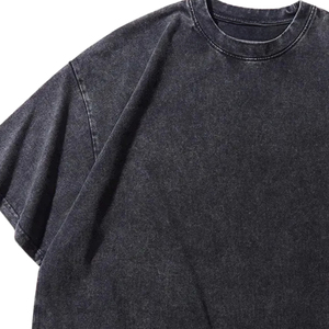 Camisetas de Hombre, Lavadas, Oversize, Cuello Redondo, Color Sólido, 320g, Algodón Grueso, Unisex, Lisas, con Logotipo Personalizado, Estilo Urbano, Corte Holgado, Alta Calidad - Product Image 3