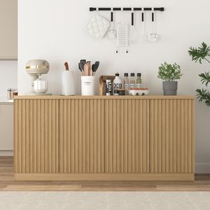 62.60\" Wooden <b>Sideboard</b> Cabinet with 4 Doors and Shelves <b>for</b> <b>Kitchen</b> Coffee Bar or Office-Buffet Credenza and Storage - Product Image 6