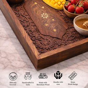 Unicorn Handicrafts Modern <b>Wooden</b> Serving <b>Tray</b> for Breakfast Coffee Tea Snacks Food Dining <b>Table</b> Home Kitchen Restaurant - Product Image 1