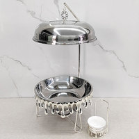Chauffe-Plat Suspendu de Luxe en Acier Inoxydable 8L en Forme de Goutte d'Eau Argentée pour Buffet, Hôtel, Restaurant, Mariage