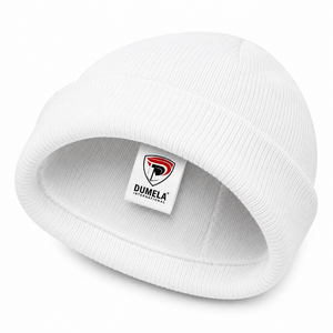Bonnet unisexe blanc en tricot 100 % acrylique, couleur unie, style décontracté, chaud pour l'hiver, broderie style urbain, taille 56-58 cm - Product Image 2
