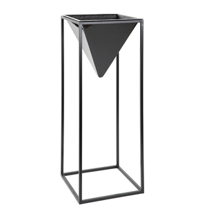 Support de plante moderne en métal noir avec pot de fleurs géométrique en forme de pyramide inversée, support de plante décoratif en fer haut pour l'intérieur et l'extérieur - Product Image 2