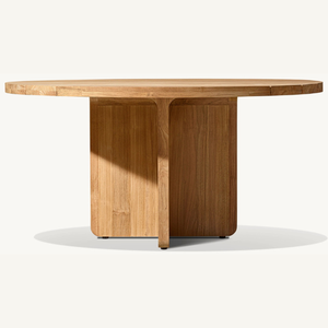 Table ronde en teck au style moderne et épuré pour une utilisation en extérieur dans les restaurants, robuste et durable. - Product Image 1