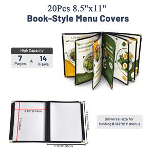 Copertina per Menu Nera da 1 Volume, 7 Pagine, 8.5x11 Pollici per Attrezzature di Servizio Ristorazione e Alberghiera - Product Image 2