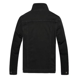 Veste en jean noire pour homme, coupe ajustée, col rabattu, style décontracté, automne, fermeture à boutons simple, manches classiques - Product Image 2