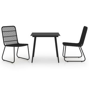 Set da Pranzo in Polyrattan Nero da 31,5 Pollici, Arredamento da Giardino per Esterni Stile Contemporaneo - Product Image 2