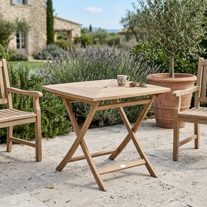 Mesa de Comedor Plegable Cuadrada Moderna de Madera de Teca Sólida Bien Pulida para Exteriores, Hotel, Capacidad para 4 Personas - Product Image 3