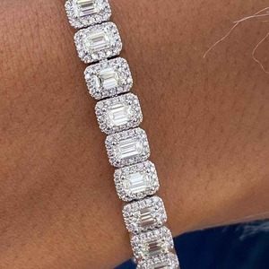 Pulsera de eslabones cubanos con moissanita de corte esmeralda, plata de ley 925, estilo diamante VVS, joyería para mujer - Product Image 5