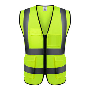 Gilet de sécurité haute visibilité fluorescent réfléchissant rouge avec poches et fermeture éclair, unisexe, vêtements de travail, construction, imperméable, service OEM - Product Image 4