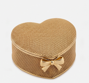Wholesale Gold Finish <b>Heart</b> <b>Shaped</b> Metal Date And Dry Fruit Storage Box Decorative Gift Container With Bow - Product Image 2
