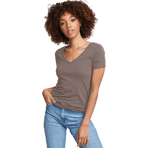 Camisetas Casuales de Manga Corta con Cuello en V para Mujer, Camisetas de Algodón con Logotipo Personalizado al por Mayor, Camisetas Lisas Teñidas - Product Image 6