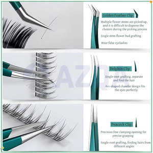 Ensemble de pinces à épiler professionnelles en acier inoxydable pour extensions de cils, avec pointes droites, courbées et à 45 degrés pour un travail de précision des cils - Product Image 4