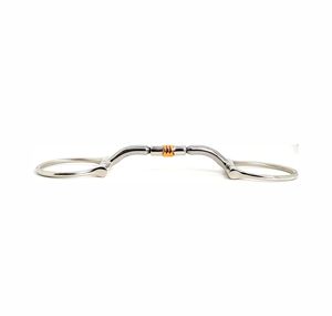Bocado de caballo tipo snaffle de acero inoxidable con eslabón Dee occidental y rodillo de acero y cobre - 5 pulgadas - Product Image 1