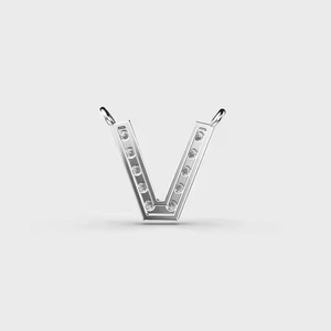 Men's Luxury Hip Hop 'V' Moissanite <b>Cushion</b> Cut Pendant Silver Plated Jewelry for Parties - Product Image 4