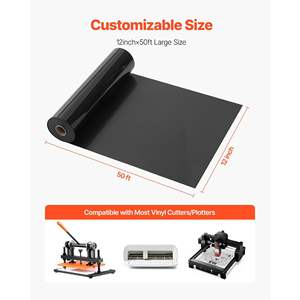 Rouleau de vinyle thermocollant noir brillant 12 x 50 pieds, facile à découper, à désherber, forte adhérence, compatible avec divers matériaux pour t-shirts, à repasser - Product Image 6