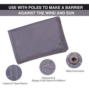 Lona Impermeable Multifuncional 4 en 1 de 83x83 cm para Camping, Equipo de Supervivencia Ligero con Base para Senderismo y Camping - Product Image 2