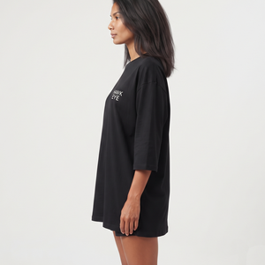 Loose Women's Crew Neck Cotton T Shirt Long Body Oversized Three Quarter Sleeve Breathable Custom Apparel Wholesale - Product Image 4