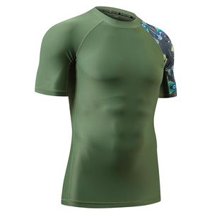 Wholesale <b>Men</b> <b>Compression</b> T <b>Shirt</b> Rash Guard Short Sleeve Swim <b>Shirt</b> UV Protection OEM Factory Supplier - Product Image 3