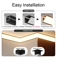 Profils en aluminium LED en forme de V de 84 mm pour la décoration murale et de plafond, ligne de coin supérieure, décoration intérieure