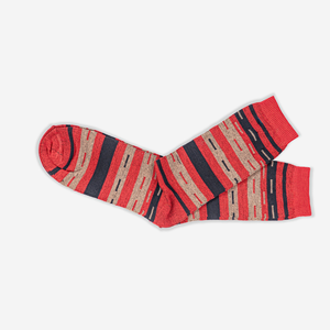 Chaussettes rayées rouge beige marine, chaussettes en tricot jacquard, chaussettes décontractées pour tous les jours, respirantes, chaussettes pour adultes - Product Image 4