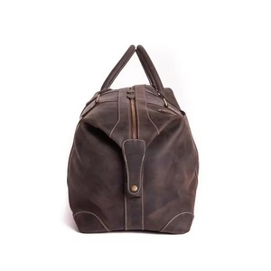 PU Leather Vintage Duffel Bag Weekender for Men with Zipper Closure 36-55L Capacity <b>Water</b>-Proof Portable Foldable Travel Luggage - Product Image 5