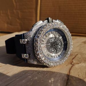 Splendid Gift Jewelry Luxury Diamond <b>Watch</b> 28mm Analog Quartz Men's Moissanite Silver <b>Case</b> Sapphire Crystal ETA Movement 10m - Product Image 6