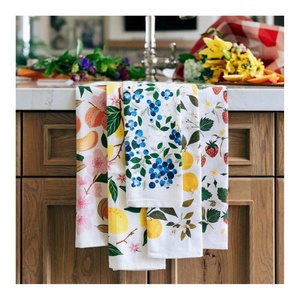 Best Quality Multi-purpose Soft Pure Grey White 100% Organic Cotton Heavyweight Customized Home <b>Kitchen</b> Custom Design Tea Towels - Product Image 4