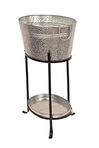 Hammered Design Silver Finished Metal Stand Basic Ice Tub Ideal For Events Parties <b>Serving</b> Stylish Display And Beverage Cooling - Product Image 6