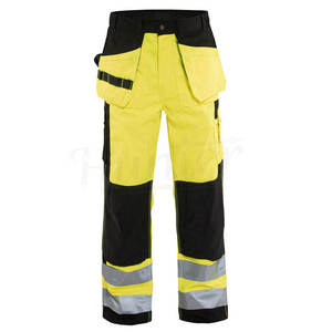 Hi Vis Reflective 100% Cotton Men’s Multi-Pocket <b>Carpenter</b> Mechanic Cargo Pants Utility Workwear Trousers with <b>Tool</b> Cargo Pocket - Product Image 1