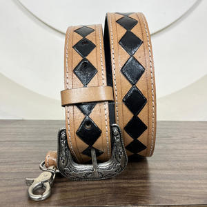 Bandoulière en cuir usiné à la main multifonction réglable personnalisée Sangles de sac en cuir véritable à carreaux pour unisexe - Product Image 5