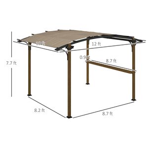 Pergola da Esterno 3,6x3m con Struttura in Alluminio e Acciaio, Bancone Bar e Tenda Parasole per Giardino - Product Image 3