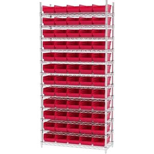 Set di 12 Contenitori di Plastica Rossa Resistenti 30,5 x 16,5 x 10 cm per Organizzazione di Garage, Armadi e Cassetti - Product Image 3