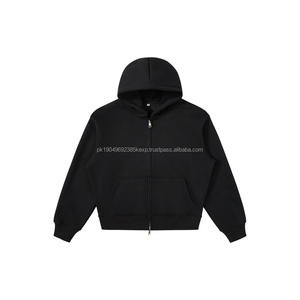 เสื้อกันหนาว400GSM บ็อกซี่มีฮู้ดโอเวอร์ไซส์สีพื้นเสื้อผ้าแนวสตรีทแบบสวมหัวผ้าเฟรนช์เทอร์รี่ลำลองสำหรับผู้หญิงและผู้ชาย - Product Image 2