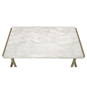Boice II <b>Console</b> <b>Table</b> with Faux <b>Marble</b> Top and Champagne Finish Elegant Sofa <b>Table</b> - Product Image 5