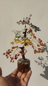 2025 Fashion Home Decor Carved Precious Multi-Color Quartz <b>Crystal</b> Money Tree Gemstone Christmas Ball Theme Flower Pot for Gifts - Product Image 3