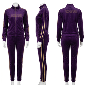 Ensemble de survêtement 2 pièces gris et rouge pour femme, col montant, fermeture éclair, manches longues, imprimé lettres, blocs de couleur, tenue sportive - Product Image 6