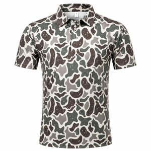 Polo de Golf Personalizado para Hombre, de Secado Rápido, con Absorción de Humedad, Manga Corta, Diseño Moderno con Patrón de Camuflaje, 3 Botones - Product Image 1