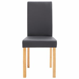 Juego de 2 sillas de comedor de piel sintética gris con madera resistente, diseño estándar, modelo D0100HE7R2Y - Product Image 4