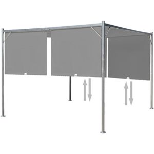 Pergola de jardin anthracite avec toit rétractable 118.1 "x 118.1" x 88.6 "Pavillon & Gazebo - Product Image 2