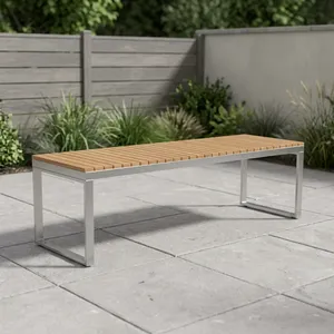 Three Seater Wooden Office <b>Sofa</b> <b>Bench</b> with Stainless Steel Frame for Reception Lobby Waiting Area Commercial Seating - Product Image 2