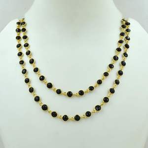 Collier en argent sterling 925 plaqué or, pierre précieuse onyx noir, fait main, pour fournisseur en gros - Product Image 2