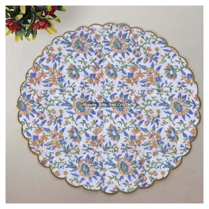 Serviette de table ronde moderne imprimée à la main 100% coton Design unique pour avion, hôtels et usage domestique EN082 - Product Image 1