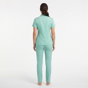 Uniforme Médico para Mujer con Botones Laterales, Manga Corta, Cuello Alto, Blusa y Pantalones de Enfermería, Ropa de Trabajo para el Sector Sanitario - Product Image 2
